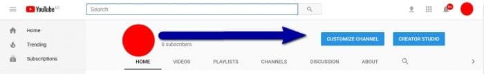 youtube channel customize
