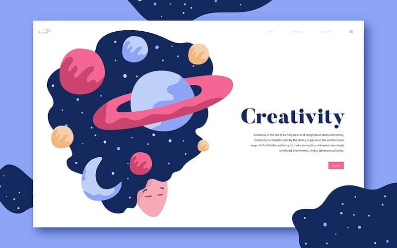 geometric and organic shapes landing page
