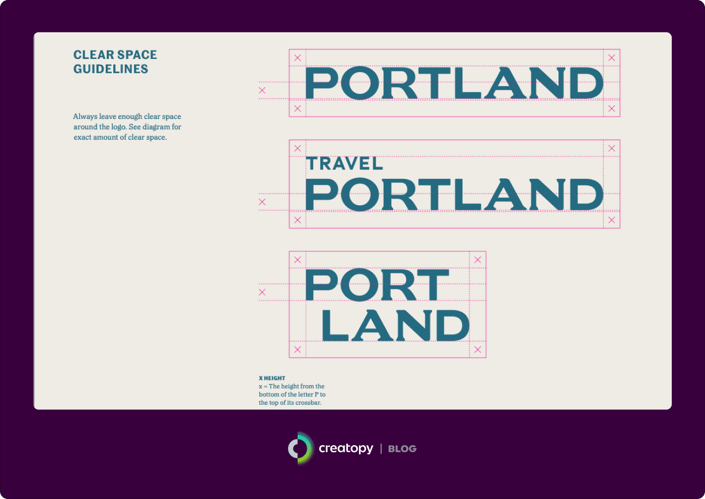 screenshot of travel portlands logo spacing guidelines