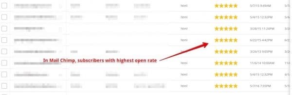 export email list Mail Chimp screen