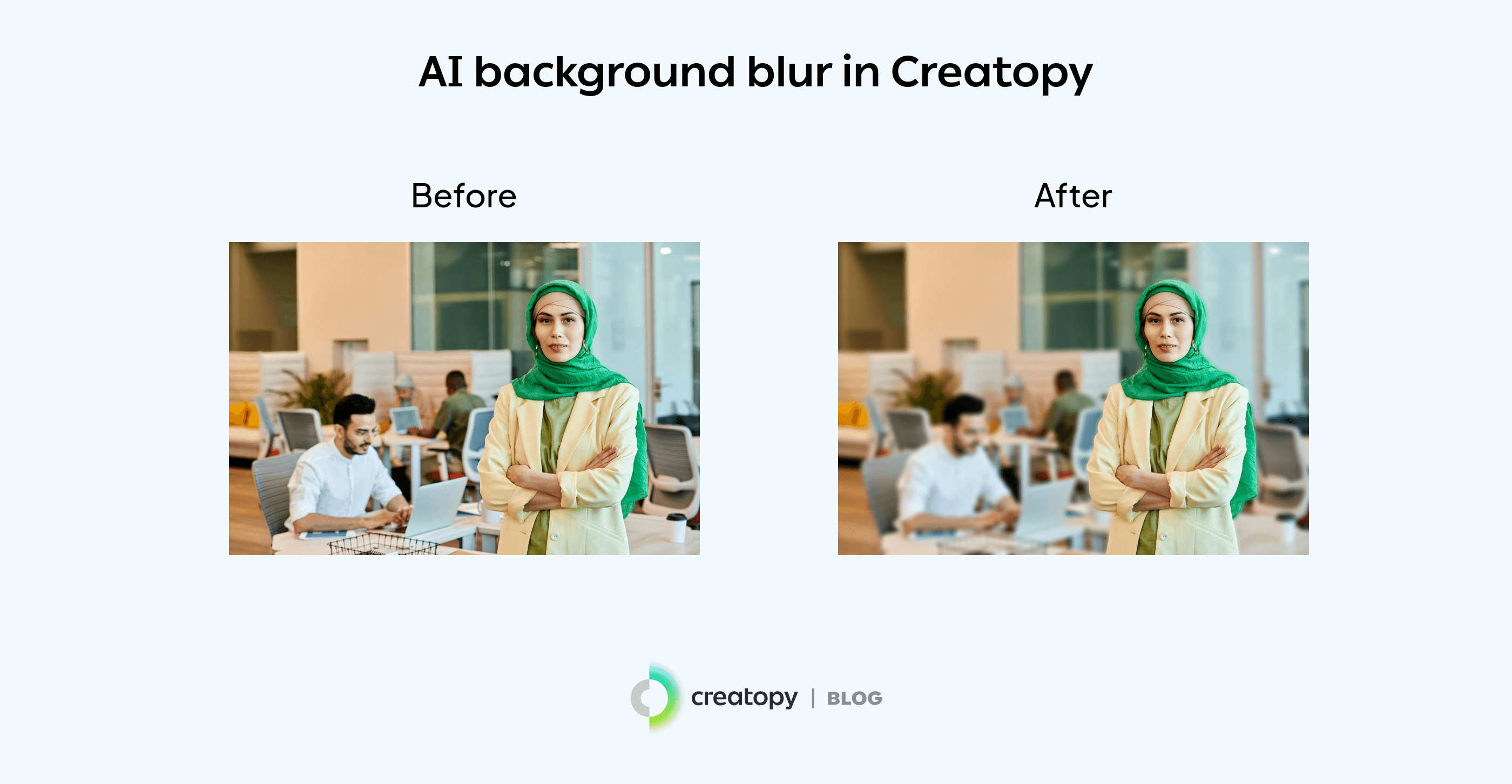 Example of AI background blur feature in The Brief