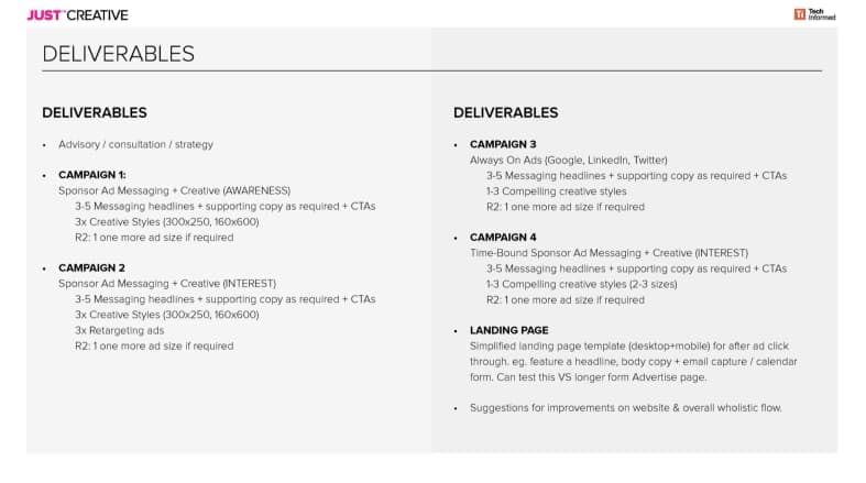 campaign deliverables