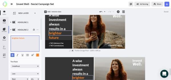 An example image showing how to create a social campaign set in The Brief.