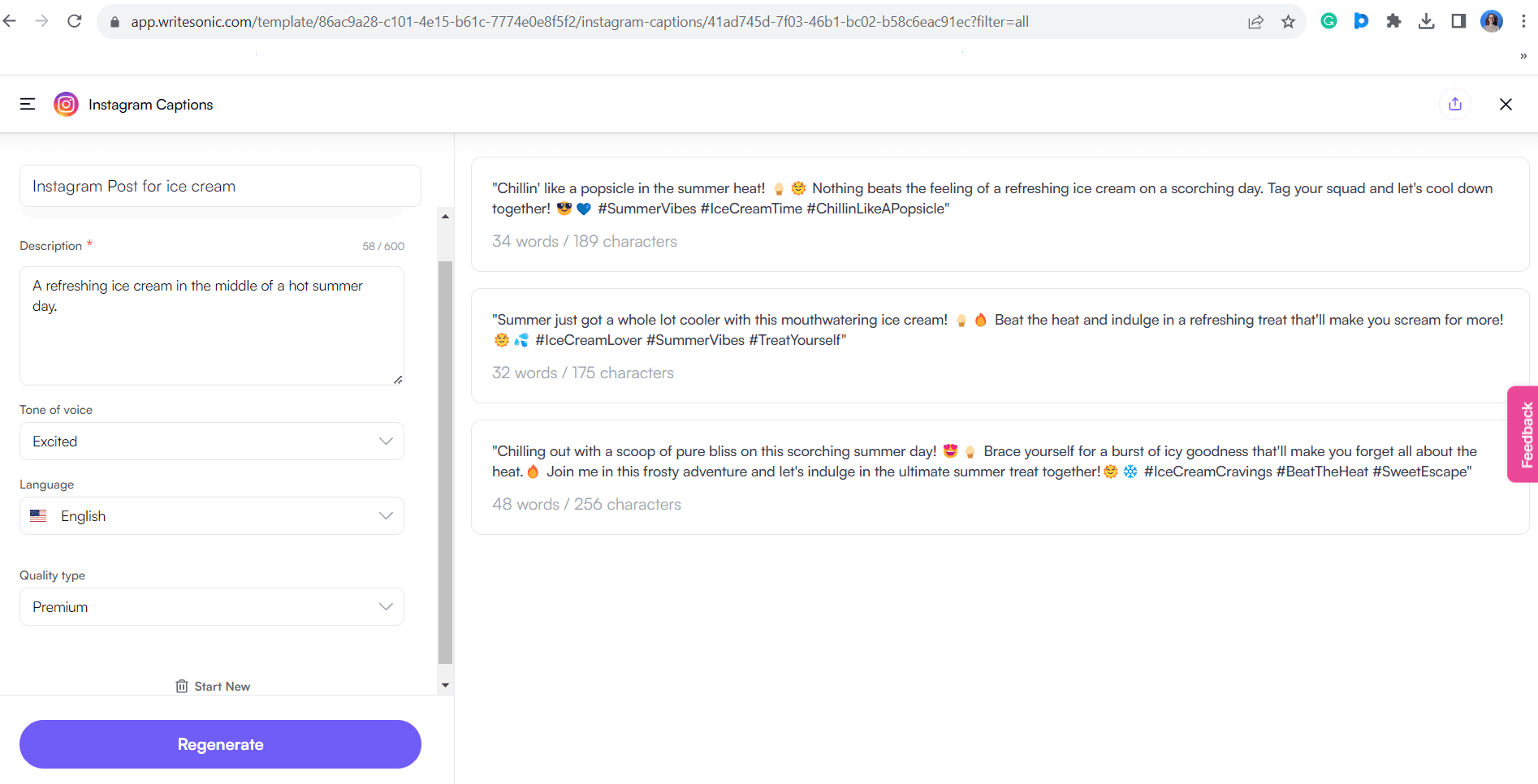 writesonic ai instagram captions