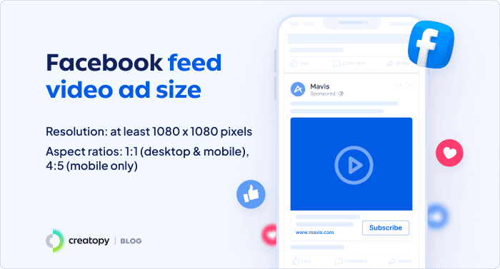 Facebook feed video ad size
